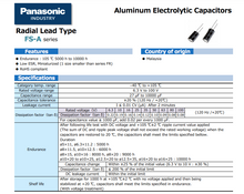 5x Panasonic FS-A Aluminium Electrolytic Capacitors-Radial Leaded  220uF 50V